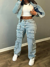 Casual Multi-Pocket High Waist Cargo Jeans