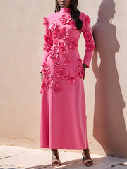 Elegant Flower Applique Slim Maxi Dress