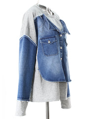 Fashion Patchwork Denim Sweatshirt