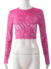 Printed Flocking Long Sleeve Cropped T-Shirts