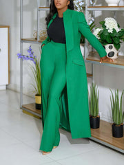 Elegant Lapel Collar Coat And Trousers Suit