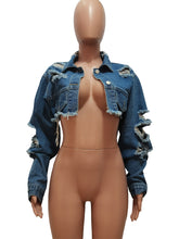 Irregular Denim Ripped Wash Casual Jacket