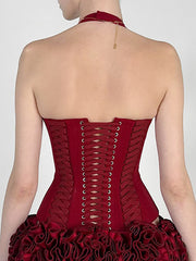 Sexy Halter Zip-up Corset Backless Top