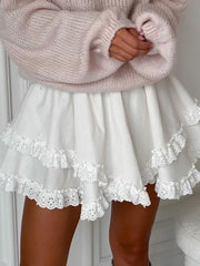 Fashion Layered Embroidery Mini Skirt