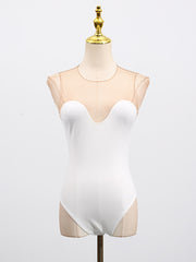 Sexy Round collar Tulle Bodysuit