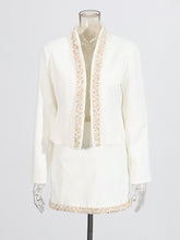 Boutique Cropped Embellished Jacket and Skirt Set