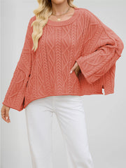 Casual Round Neck Loose Knit Pullover Sweater