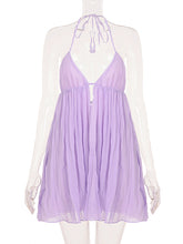 Sexy Deep V Neck Backless A-line Mini Dress