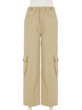 Solid Wide Leg Casual Cargo Pants