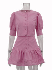 Crop Top And Ruffle High Waist Mini Skirt Set