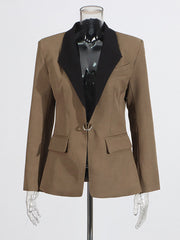 Fashion Contrast Color Structured Slim Blazer
