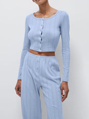 Casual Crop Top And Trousers Home Clothes