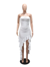 Sexy Strapless Ruffles Bodycon Midi Dress