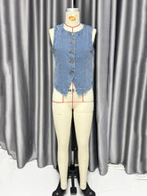 Casual Denim Crewneck Vest Waistcoat