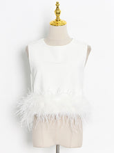 Casual Solid Color Sleeveless Feather Top