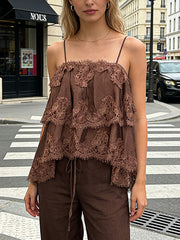 Sexy Lace-Trimmed Backless Top