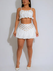 Sexy Suspender Crop Top and High Waist Skirt Sets