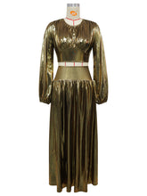 Fashion Round Collar Cropped Tops And Maxi Skirt Sets