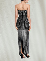 Fashion Rhinestone Slim Fit Party Club Strapless Dress