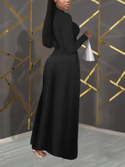 Elegant V Neck Long Sleeve Slim Evening Dress