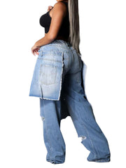 Casual Stretch Ripped Straight Jeans