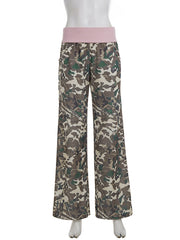 Vintage Camo Print Casual Straight Pants