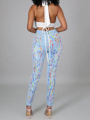 Casual Graffiti Splash-ink Ripped Jeans