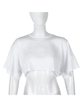 Casual Round Collar Loose Crop Top