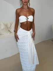 Sexy Crop Top And High Waist Maxi Skirt Club Set