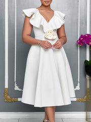 Fashion V-neck Ruffle Party Evening Dress