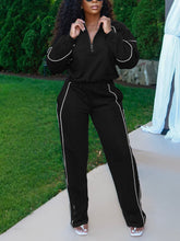 Striped Cropped Hoodie and Straight-Leg Joggers Set