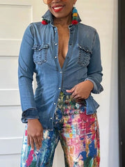 Casual Button Long Sleeve Denim Shirt