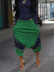 Fashion Casual Denim Patchwork Baggy Joggers