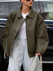 Casual Loose Faux Leather Jacket