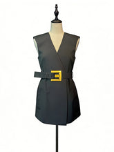 Fashion V Neck Sleeveless Belted Blazer Vest