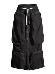 Fashion Zipper Multi Pocket Cargo Midi Skirt