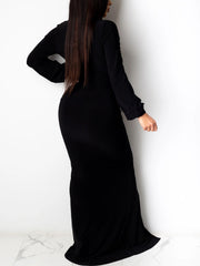 Solid Color Deep V Party Club Dress