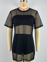 O Neck See-Through Straight Shorts Cover Up Mesh Dress