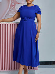 Round Neck Short Sleeve Irregularity Dress