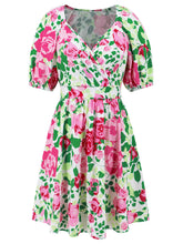 Fashion V Neck Print Beach Dress
