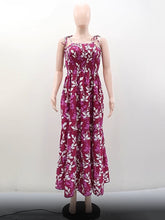 Casual Print Backless Spaghetti Strap Maxi Dress