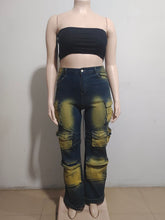 Fashion Multi-Pocket Washed Cargo Jeans