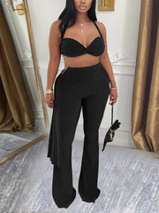 Fashion Halter Crop Top High Waist Pants Set