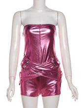 Sexy Solid Patchwork Strapless Skinny Rompers