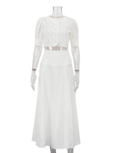 Elegant O Neck Cropped Top and Maxi Skirt Sets