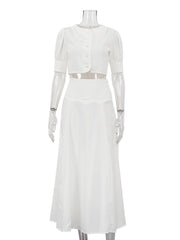 Elegant O Neck Cropped Top and Maxi Skirt Sets