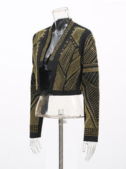 Fashion Rhinestone Embellishment Cropped Jacket