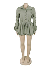 Casual Ruffle Lace-up Long Sleeve Cargo Romper