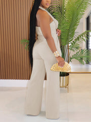 Halter Lace-up Hollow out Slim Straight Jumpsuit