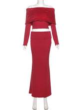 Elegant Off Shoulder Cropped Top Fishtail Skirt Set